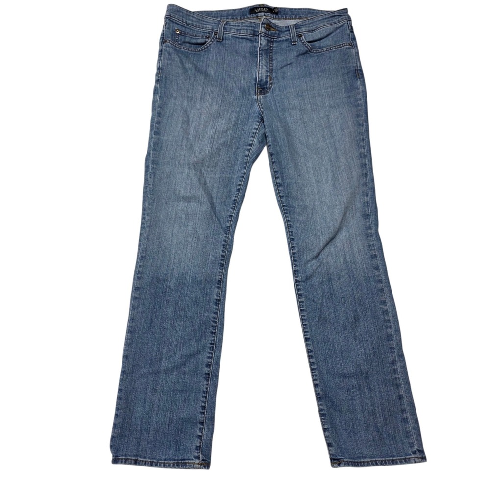 Lauren Ralph Lauren Jeans Women 12 Blue Straight Leg Stretch Denim Mid Rise